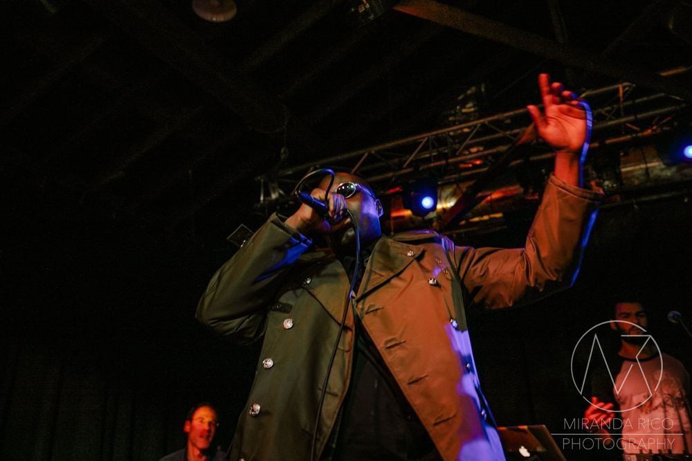African Dundada on stage — blue lights